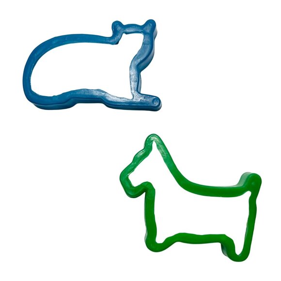 Cookie Cutters Blue Cat & Green Scotty Dog Animal Shaped Set Of 2 Vintage - Picture 2 of 8
